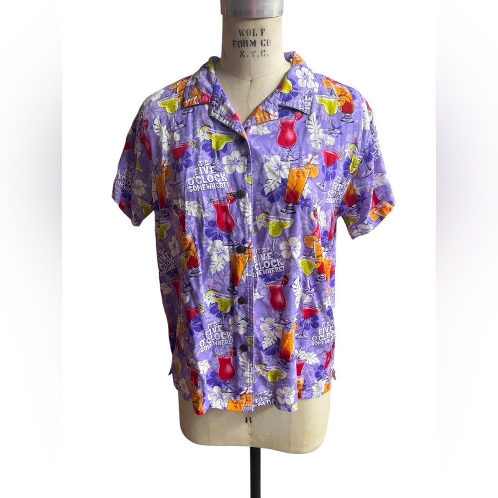 Vintage Big Dogs M purple Hawaiian shirt